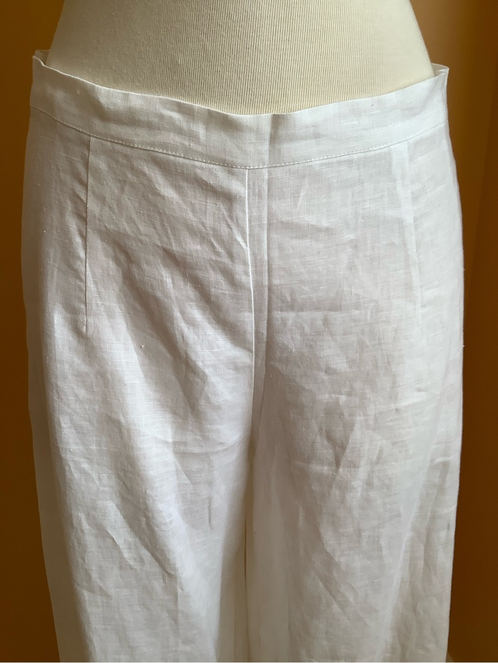 AGGEL White Linen Wide Leg Pants High Rise Trousers Quiet Luxury M NWT - Picture 4 of 11